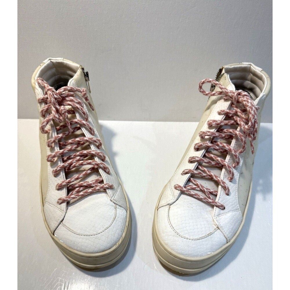P448 Skate F22 High-Top Sneakers Pink White Womens EU 40 US 9 Lace Up Leather